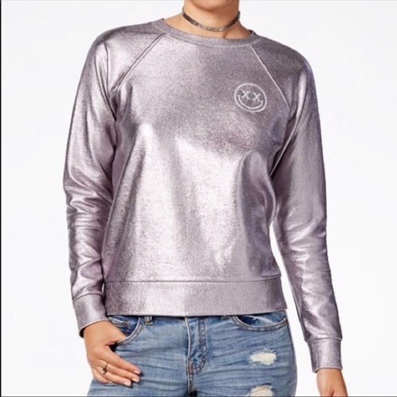 Polly & Esther Tops - Polly & Esther Metallic Foil Sweatshirt